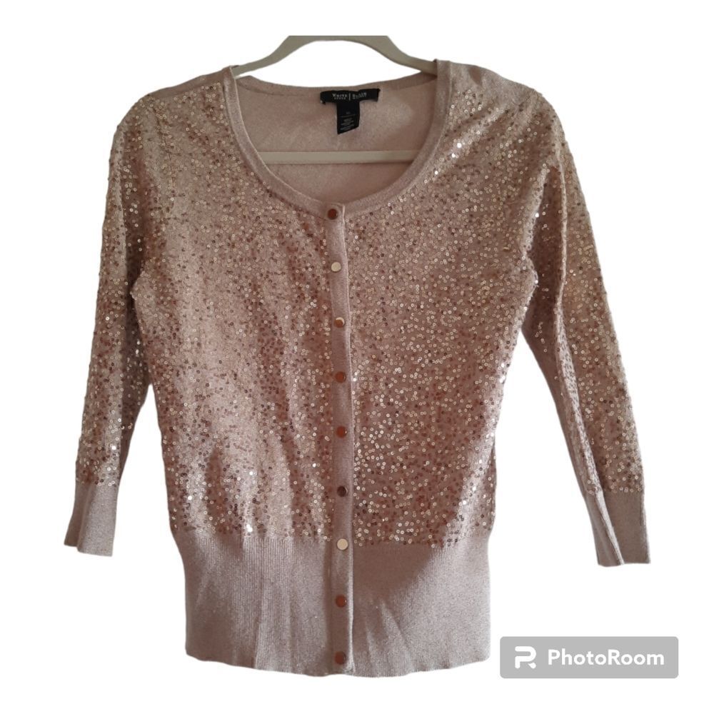 White House Black Market Sequins Cardigan Sweater